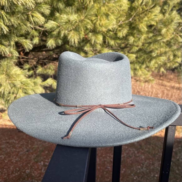 Macchia Di Ruggine Wool Panama Hat Suede Tie Band Gray Blue Adjustable Size - Picture 3 of 8